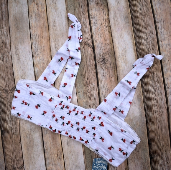 CCO! Free People Britt Cherry Embroidered Tie Strap Bralette White XS - Picture 5 of 8